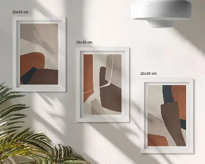 Gallery wall met abstracte structurele vormen in moderne stijl