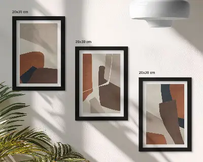 Gallery wall met abstracte structurele vormen in moderne stijl