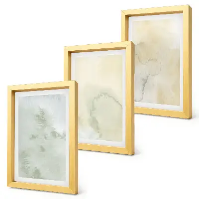 Set van ingelijste schilderijen met pastelkleurige aquarelverf op canvas met verschillende texturen