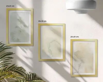 Set van ingelijste schilderijen met pastelkleurige aquarelverf op canvas met verschillende texturen