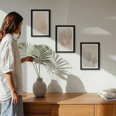 Canvas met aquarelverf warme galerijwand met pastelkleurige texturen