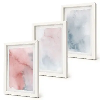 Gallery wall Pastelkleurige aquarelverf op canvas met kleurrijke texturen
