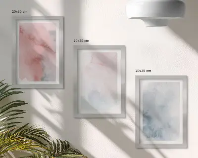 Gallery wall Pastelkleurige aquarelverf op canvas met kleurrijke texturen
