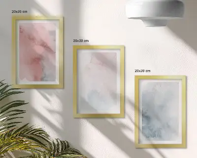 Gallery wall Pastelkleurige aquarelverf op canvas met kleurrijke texturen
