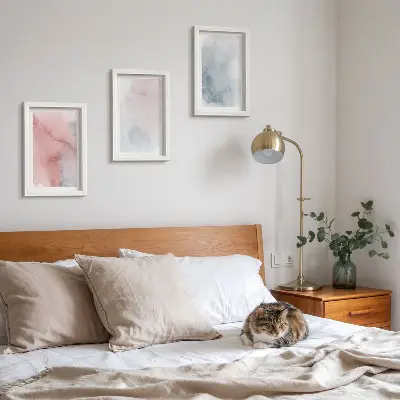 Gallery wall Pastelkleurige aquarelverf op canvas met kleurrijke texturen