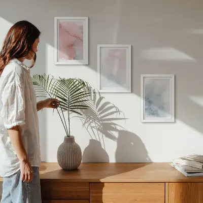 Gallery wall Pastelkleurige aquarelverf op canvas met kleurrijke texturen