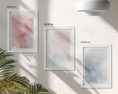 Gallery wall Pastelkleurige aquarelverf op canvas met kleurrijke texturen
