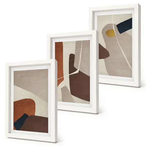 Set ingelijste schilderijen met abstracte boho-vormen in moderne stijl