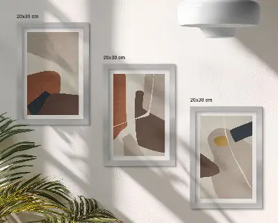 Set ingelijste schilderijen met abstracte boho-vormen in moderne stijl