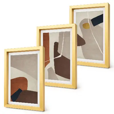 Set ingelijste schilderijen met abstracte boho-vormen in moderne stijl