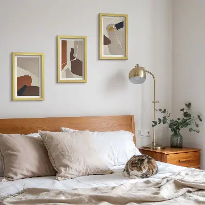 Set ingelijste schilderijen met abstracte boho-vormen in moderne stijl