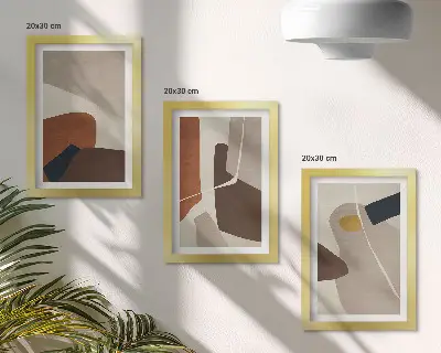 Set ingelijste schilderijen met abstracte boho-vormen in moderne stijl