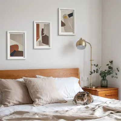 Set ingelijste schilderijen met abstracte boho-vormen in moderne stijl