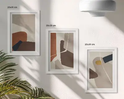 Set ingelijste schilderijen met abstracte boho-vormen in moderne stijl