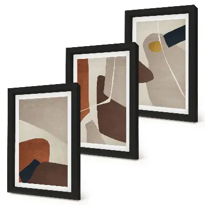 Set ingelijste schilderijen met abstracte boho-vormen in moderne stijl