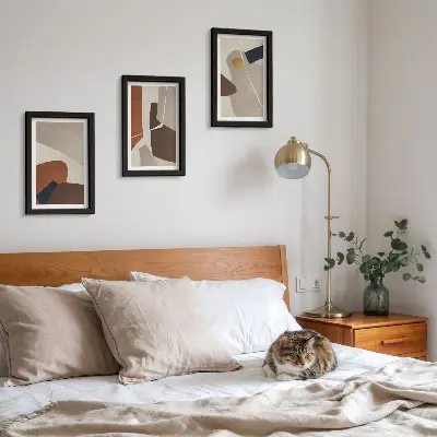 Set ingelijste schilderijen met abstracte boho-vormen in moderne stijl
