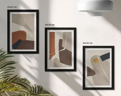 Set ingelijste schilderijen met abstracte boho-vormen in moderne stijl