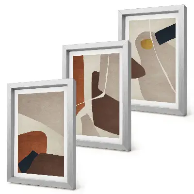 Set ingelijste schilderijen met abstracte boho-vormen in moderne stijl