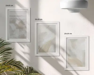 Gallery wall met abstracte penseelstreken op canvas