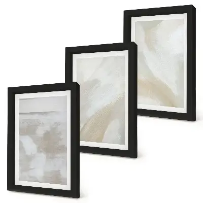 Gallery wall met abstracte penseelstreken op canvas