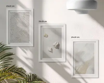 Set van ingelijste schilderijen met zand, stenen en moderne verfstructuren