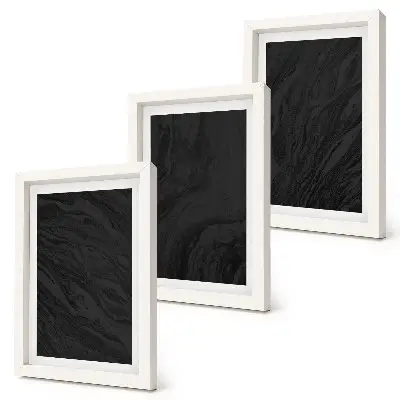 Set van ingelijste schilderijen Donker marmer met elegante texturen in een glamoureuze stijl.