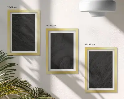 Set van ingelijste schilderijen met donker marmer en elegante texturen in een glamoureuze stijl