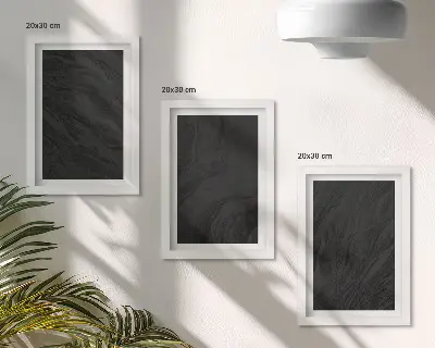 Set van ingelijste schilderijen met donker marmer en elegante texturen in een glamoureuze stijl