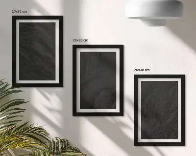 Set van ingelijste schilderijen met donker marmer en elegante texturen in een glamoureuze stijl