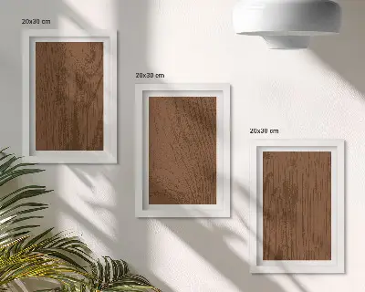 Set van ingelijste schilderijen met een minimalistisch ontwerp van houtpatroon en boomschorsstructuur