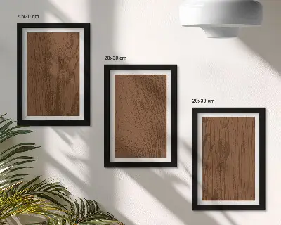 Set van ingelijste schilderijen met een minimalistisch ontwerp van houtpatroon en boomschorsstructuur