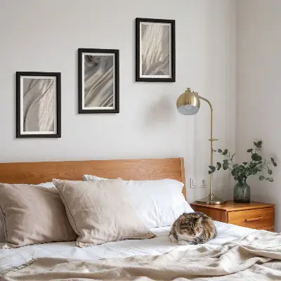 Gallery wall Detailopname van natuurlijke textielstructuren in boho-stijl