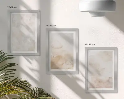 Set ingelijste schilderijen met modieuze texturen in pastelkleuren