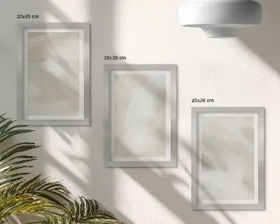 Set van ingelijste schilderijen met abstracte afbeeldingen in een delicate boho-stijl op canvas