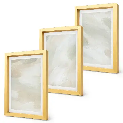 Set van ingelijste schilderijen met abstracte afbeeldingen in een delicate boho-stijl op canvas
