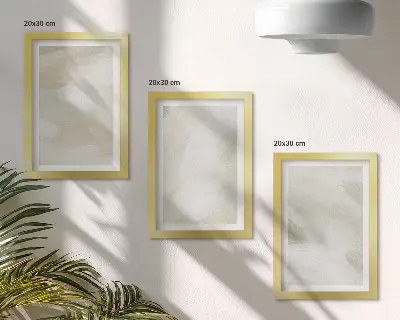 Set van ingelijste schilderijen met abstracte afbeeldingen in een delicate boho-stijl op canvas