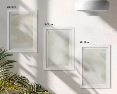 Set van ingelijste schilderijen met abstracte afbeeldingen in een delicate boho-stijl op canvas
