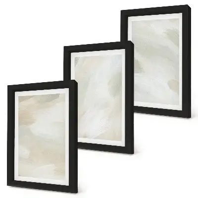 Set van ingelijste schilderijen met abstracte afbeeldingen in een delicate boho-stijl op canvas