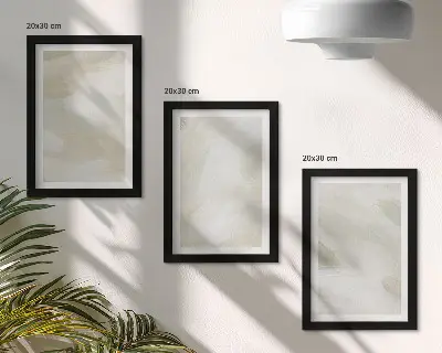 Set van ingelijste schilderijen met abstracte afbeeldingen in een delicate boho-stijl op canvas