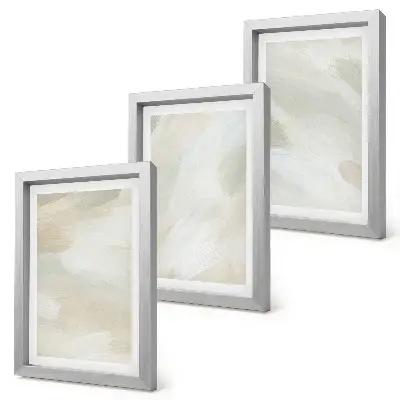 Set van ingelijste schilderijen met abstracte afbeeldingen in een delicate boho-stijl op canvas