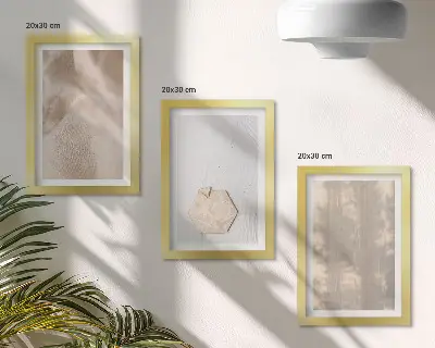 Set van ingelijste schilderijen met subtiele texturen in een natuurlijke boho-stijl