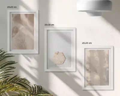 Set van ingelijste schilderijen met subtiele texturen in een natuurlijke boho-stijl