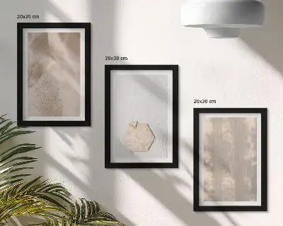 Set van ingelijste schilderijen met subtiele texturen in een natuurlijke boho-stijl