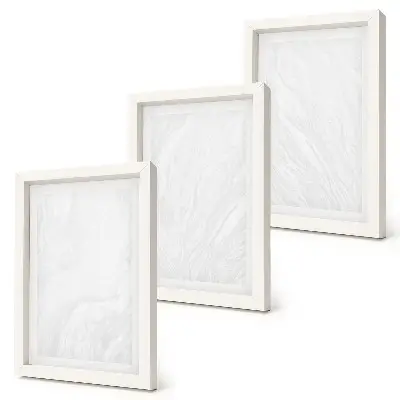 Set van ingelijste schilderijen met elegante lineaire marmerstructuur