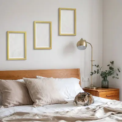 Set van ingelijste schilderijen met elegante lineaire marmerstructuur