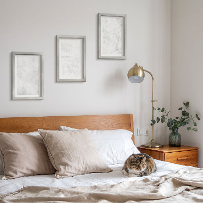 Set van ingelijste schilderijen Witte stippen op een minimalistische achtergrond op canvas