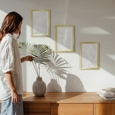Set van ingelijste schilderijen Witte stippen op een minimalistische achtergrond op canvas