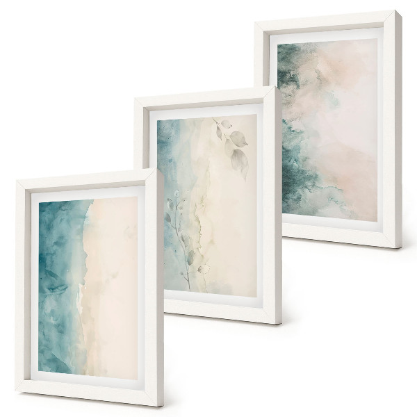 Gallery wall Gemorste waterverf op canvas in minimalistische stijl