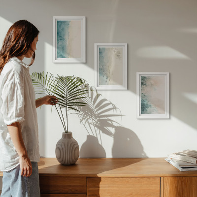 Gallery wall Gemorste waterverf op canvas in minimalistische stijl