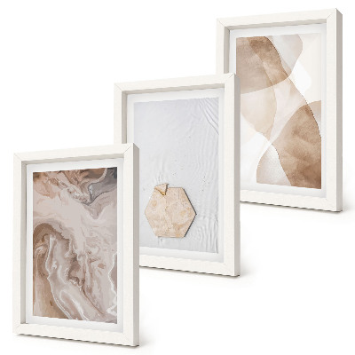 Set van ingelijste schilderijen Abstracte vormgeving geïnspireerd door de natuur.
